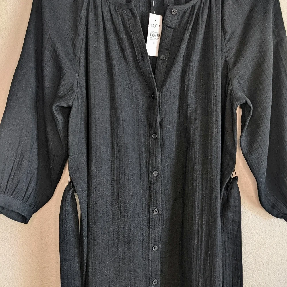 NWT Loft Black Shirt Dress Swim Cover-Up